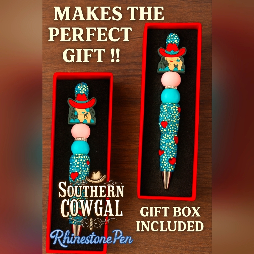Limited Edition Southern Cowgal Rhinestone Beaded Pen with Gift Box
